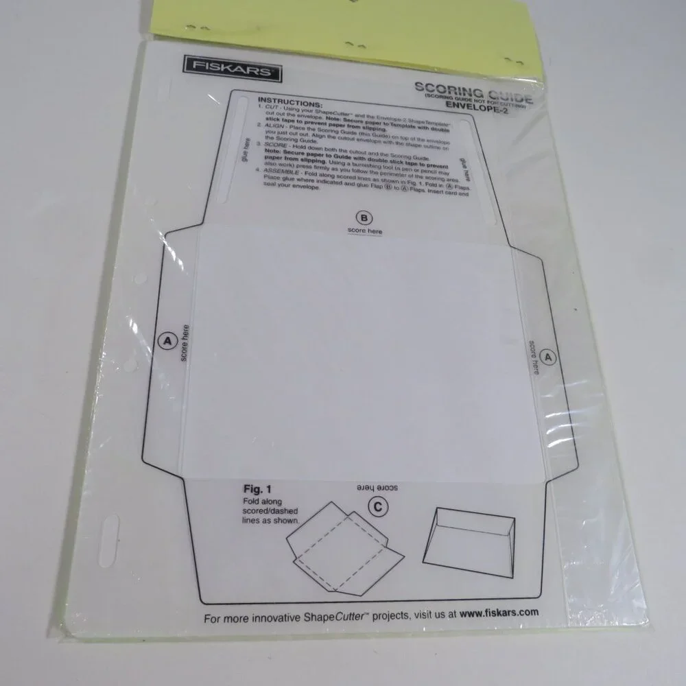 FISKARS “Shape Template” (4) Envelope #1, #2, Memory Pockets, Box #3